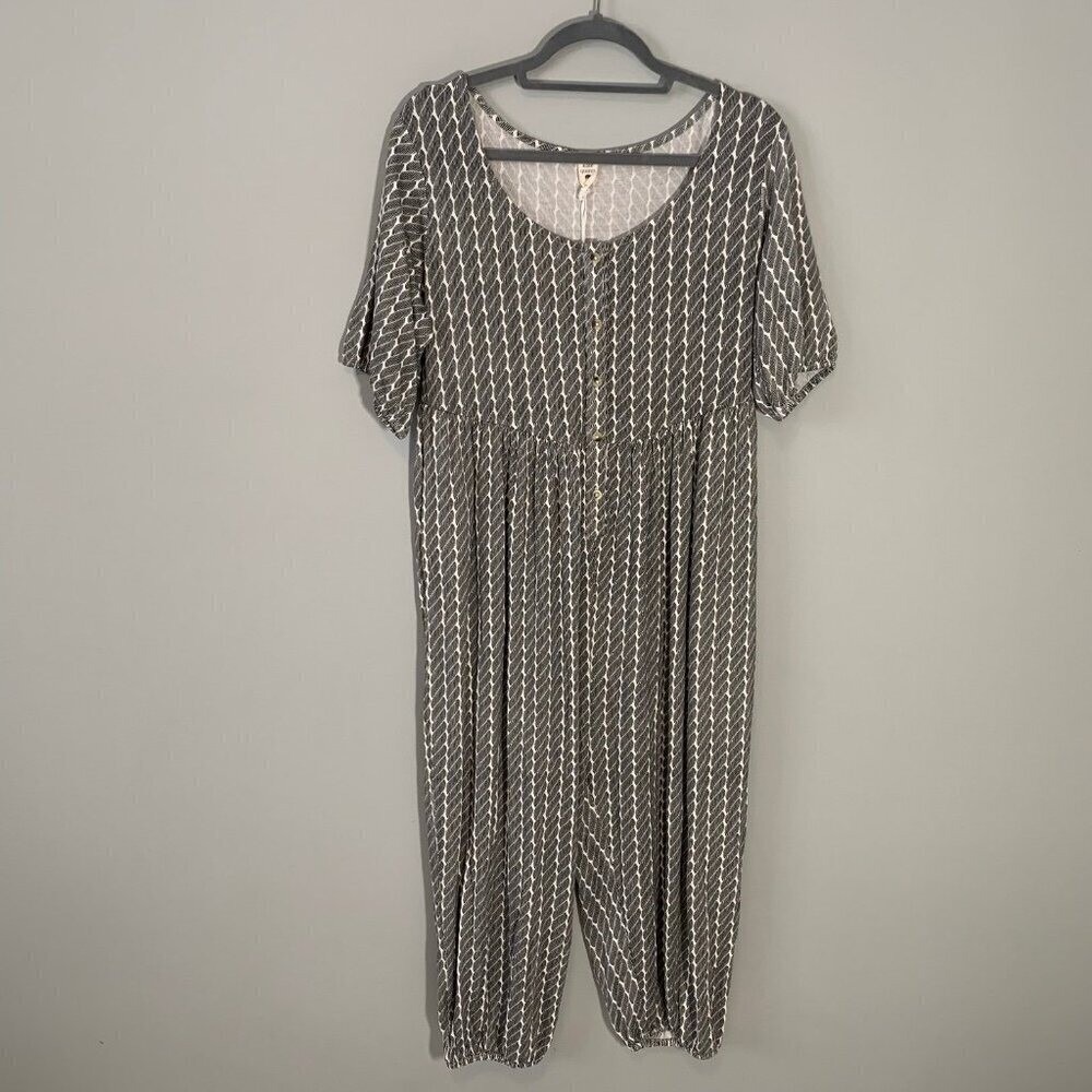 NEW Kate Quinn Jumpsuit Women L Black White Rope Print Bamboo Viscose Romper - Picture 2 of 9